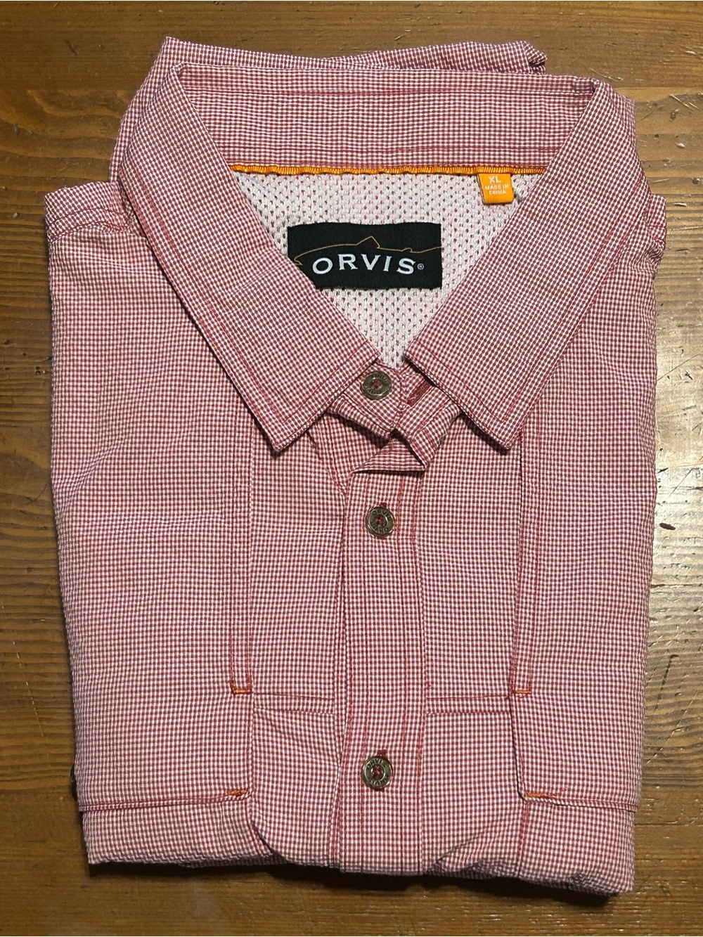 Orvis Men’s Shirt XL Button Up Long Sleeve Pink Vented
